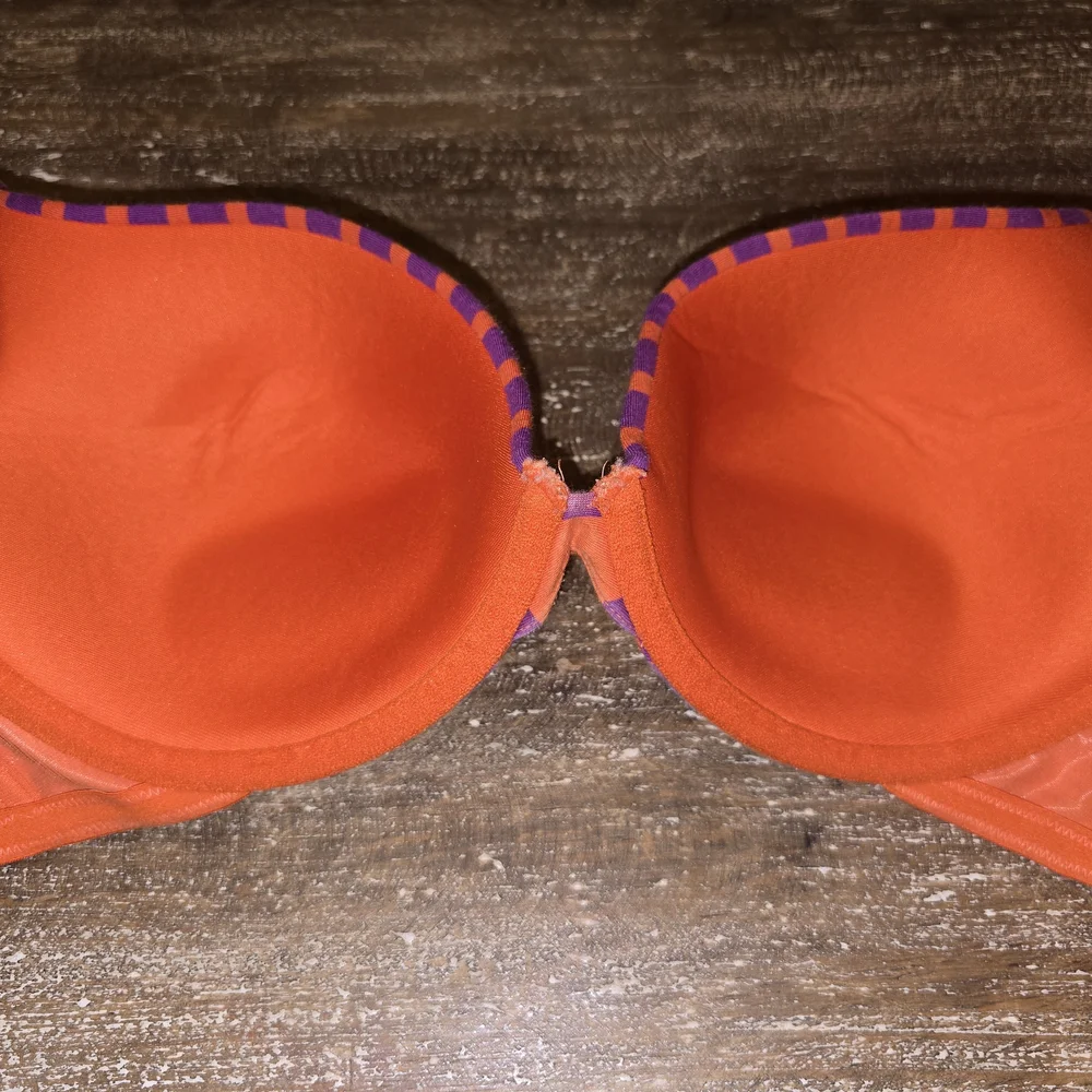 Cacique Orange and Purple Polka Dot Bra with Molded Cups - Picture 3 of 5